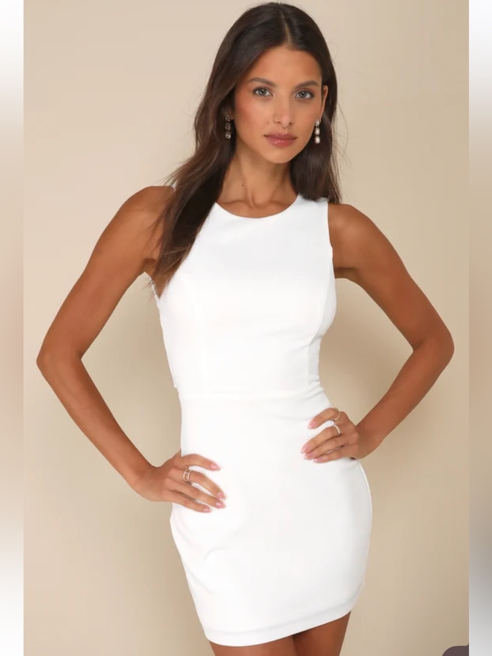 NWT Lulus Confident Cutie White Tie Back Sleeveless Mini Dress
